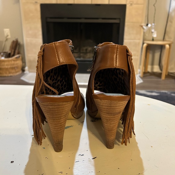 Reba Tan Leather Fringe Ankle Booties - Picture 6 of 7